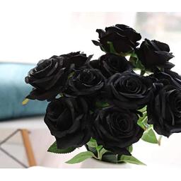 9 pçs flores artificiais seda preto rosa falso preto rosa bouquet para peças centrais mesa de jantar escritório em casa festa de casamento - Image 4