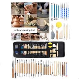 Cerâmica argila escultura ferramentas kit de ferramentas de escultura em cerâmica com bolsa de transporte para iniciantes profissionais cerâmica modelagem diy - Image 2