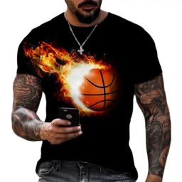 Basquete Impresso Camisetas Verão Ao Ar Livre Roupas Casuais Esportes Top de Manga Curta Secagem Rápida Tee Shirt Oversized Men Clothing - Image 3