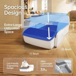 Caixa automática para gatos, caixa de areia com controle inteligente de aplicativos, 7L, extra grande, remoção de odores, fezes antiaderentes - Image 3
