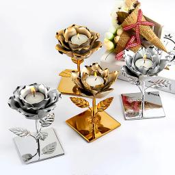 Castiçais da flor do lótus do chapeamento do ouro cerâmico com base, artesanato personalizado do copo do ferro, forma nórdica, casa criativa - Image 1