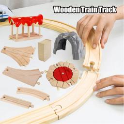 Trilha de trem de madeira Set para crianças, Brinquedos, Compatível com Biro, Todas as Marcas, Ferrovia, DIY, Ferroviário, Estrada, Acessórios, Presentes para crianças - Image 1
