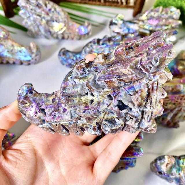 Escultura de Cristal Natural Sphalerite em Forma de Dragão - Jóia de Pedra Preciosa para Decoração de Desktop e Presente de Aniversário, Alta Qualidade, 1 Unidade