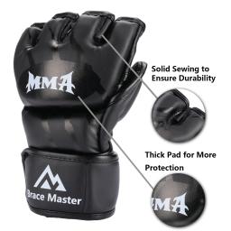 Luvas de Boxe de Couro PU para Homens, Meio Dedo, Luta MMA, Pontapé, Karatê, Treinamento Muay Thai, Equipamento de Treino - Image 3