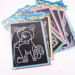 Raspe o papel de arte com vara de desenho para crianças, papel de pintura mágica, brinquedo Pinata, papelaria escolar, pacote de presente, favores de festa, 5-10pcs - Image 1