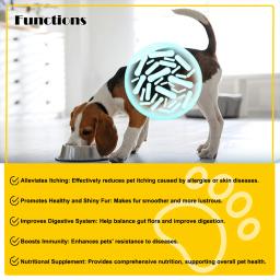 Pet probiótico macio mastiga suplemento para cães, Promover a pele saudável e casaco, Enxaqueca derramamento e aliviar a coceira, Suplemento nutricional - Image 4