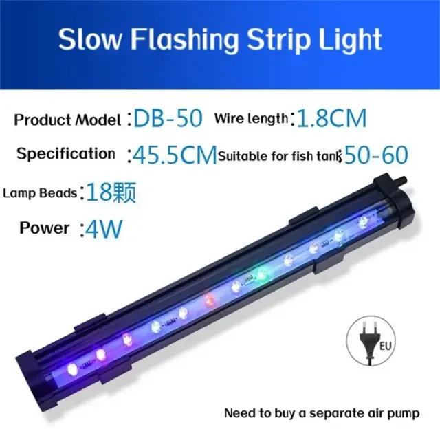 Iluminação LED Colorida Submersível para Aquários - Lâmpada Impermeável com Plugue EU
