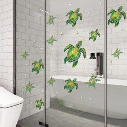 Adesivos de parede de vinil para decoração home, oceano subaquático, impermeável, pvc, para banheiro, telha, diy, diy, 4 pcs/set - Image 4