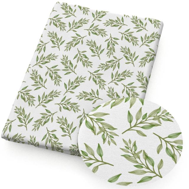 Tecido Poliéster Algodão com Estampa de Flores e Folhas para Costura, Vestidos e Artesanato DIY - 50x145cm, Envio Grátis