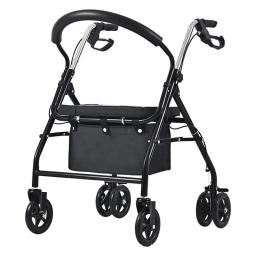 Auxiliares de caminhada portáteis com altura ajustável, carrinho de compras de grande capacidade para idosos, assistente de caminhada com assento - Image 1