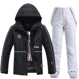 Jaqueta de esqui impermeável e calças para homens e mulheres, à prova de vento, quente, snowboard, esqui, esportes, masculino, feminino, inverno - Image 3
