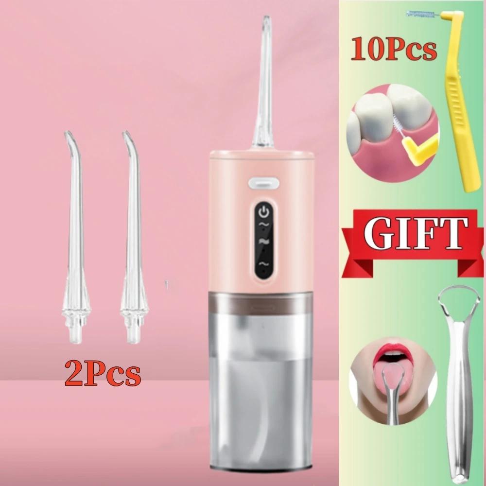 Fio dental de água com raspador de língua e 10 peças de escovas interdentais palhetas de dentes 8 jatos 3 modos de higiene bucal Lavador de boca portátil sem fio fio dental de água para limpador de dentes Ipx7 - Image 1