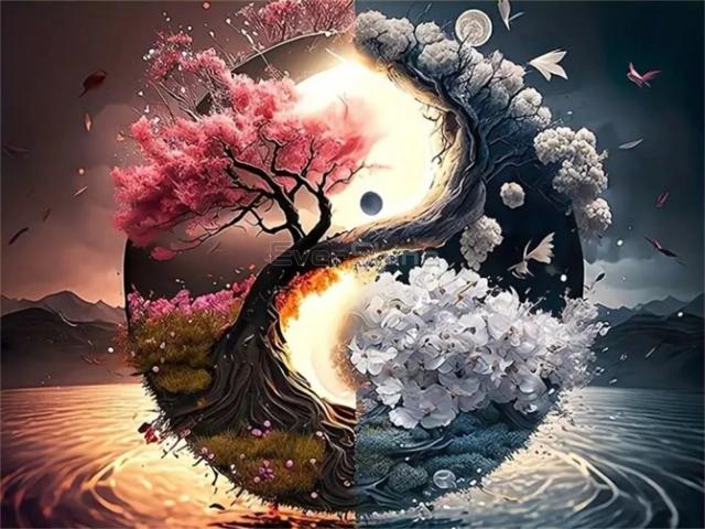 Pintura Diamante EverShine Tai Chi com Paisagens Bordadas, Kit de Artesanato Mosaico Artesanal, Presente de Árvore, Nova Chegada 2024