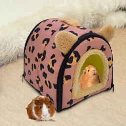 Cama de ratos para animais de estimação fechada, ninho aconchegante de inverno, casa caverna pequena e fechada para cobaias e ouriços, cama confortável e quente - Image 1