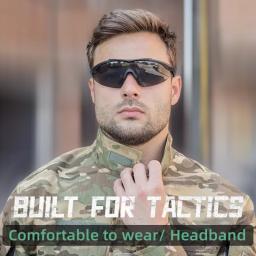 Conjunto de óculos tático com 3 lentes, à prova de vento, poeira, cs, tiro militar, à prova de balas, óculos de sol para motocicleta, montanhismo - Image 1