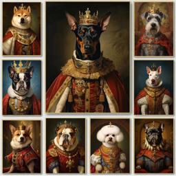 Modern Pet Retrato Estética Wall Art Dog Rei Animal Real Sail HD óleo sobre tela Cartazes e impressões Home Quarto Decoração - Image 1