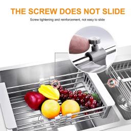 Escorredor De Prato De Aço Inoxidável Ajustável, Sink Drain Rack, Frutas e Vegetais Drain Basket, Cozinha Extensível Secagem Rack, 1Pc - Image 4