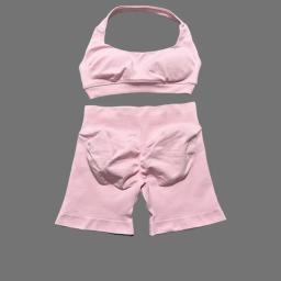 2 peça conjunto de ginásio de impacto feminino sutiã esportivo cintura baixa scrunch shorts sem costura fitness activewear conjuntos de treino ginásio leggings conjunto - Image 6