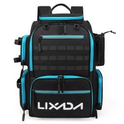 Lixada Mochila de pesca Bolsa de armazenamento de equipamento de pesca à prova d'água com 4 bandejas e capa de chuva - Image 1