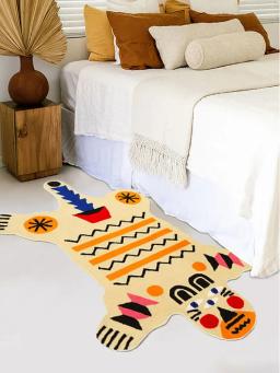 Rosa jacaré forma tapete para o quarto, tapete decorativo bonito, padrão étnico geométrico, animal tribal, tigre laranja - Image 5