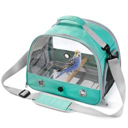 Limpar Bird Travel Cage com poleiro de madeira, Portador de pássaros pequeno portátil, Bandeja de aço inoxidável, Ombro Strap Parrot - Image 3