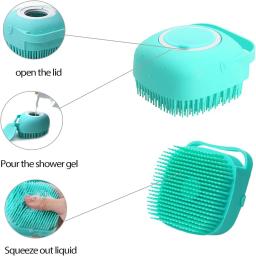 Silicone Pet Bath Brush, Shampoo Dispenser para cães e gatos, Gentle Cat Massage Comb, Rubber Grooming Scrubber, Limpeza Profunda, 2 em 1 - Image 2