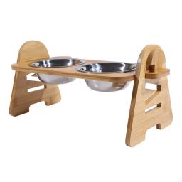 Tigelas elevadas de bambu com suporte, ajustável, levantada, cachorro, gato, comida, tigelas de água, suporte, coelho, alimentador, pequeno, animal médio - Image 4