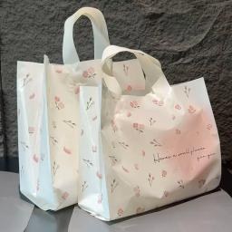 50 pçs florall loja de roupas bolsa 0.16mm grosso quadrado plástico presente pacote bolso loja de roupas femininas armazenamento sacos de compras - Image 2