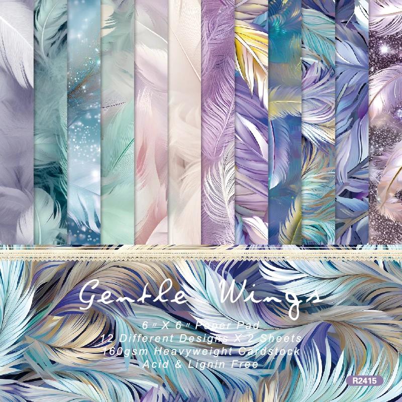 Panalisa-Papel de Scrapbook Pena Vintage, Scrapbooking Modelado, DIY Craft Background, 24 Folhas, 6 "x 6" - Image 1