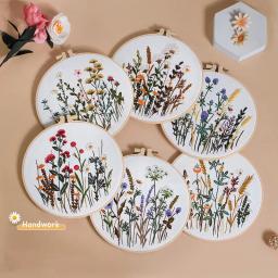 Kit de bordado de folhas e plantas, kit de ponto cruz, artesanato diy, presente com instruções, linha de agulha, suprimentos de bordado - Image 2