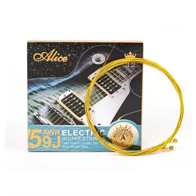 Alice AWR59J Conjunto de Cordas para Guitarra Elétrica 6 Cordas Leve Liga Dourada