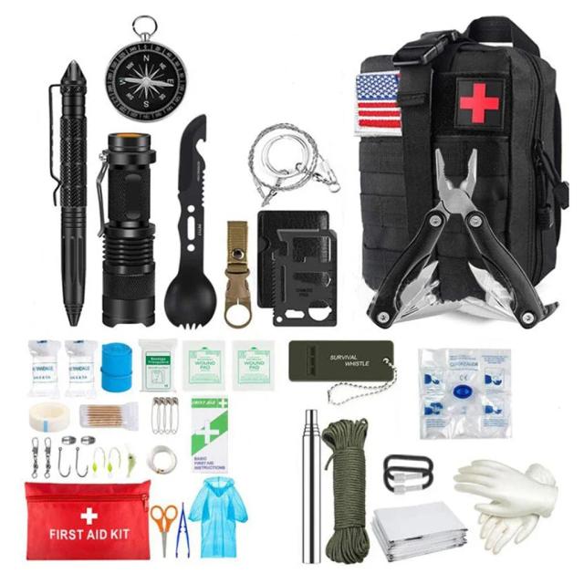 Kit Completo de Primeiros Socorros Militar para Sobrevivência em Aventuras ao Ar Livre