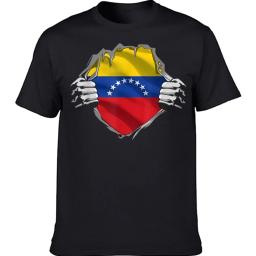 Tripulação Masculina Verão Pescoço Algodão T-Shirt, Loose Cool Tee Shirt, Orgulhoso Colômbia Bandeira Streetwear, Alta Qualidade - Image 1