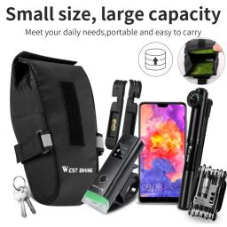 Oeste Biking-Mini bicicleta Saddle Bag, portátil, impermeável, reflexivo, MTB, Estrada, Armazenamento, Luz Troneira, Acessórios de ciclismo - Image 4