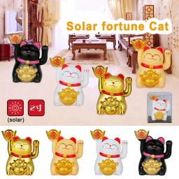 Solar automático acenando Lucky Cat Ornamento, Caixa do carro, Loja Feng Shui, Casa e Desktop Decor, 2 em, 1PC - Image 3