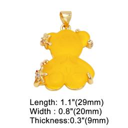 OCESRIO-Multicolor Resina Urso Pingente para Colar, Cobre, Banhado A Ouro, Crystal Star, Animal Bonito, Jóias Fazendo Suprimentos, pdtb402 - Image 4