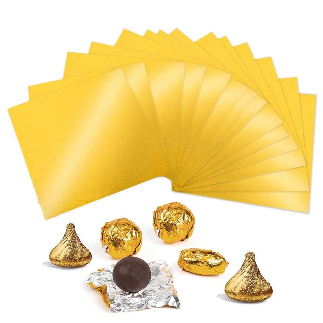 Papel de Embrulho Quadrado para Doces em Alumínio - 100 Peças de Wrappers para Açúcar