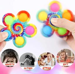 Tie Dye Simples Fidget Spinner Pops Dedo Brinquedos Push Bubble Hand Spinner Para TDAH Ansiedade Alívio do Estresse Sensorial Gifs Para Crianças - Image 5
