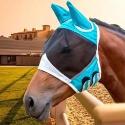 Cavalo-anti-uv máscara protetora, anti-uv, com proteção auricular, metade do rosto, malha, para animais de estimação, suprimentos de verão - Image 3