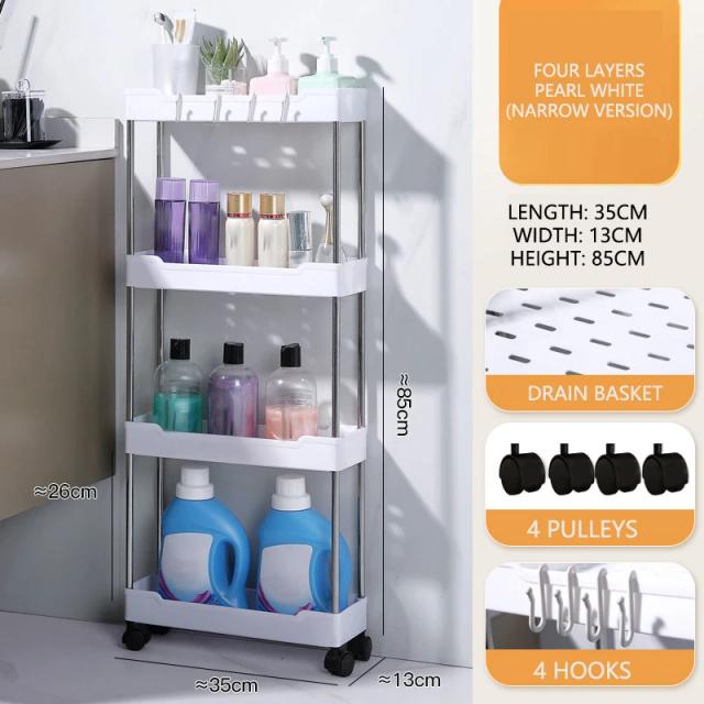 Rack Multicamadas para Carrinho de Mão com Rodas - Solução Versátil de Armazenamento para Casa, Cozinha e Banheiro