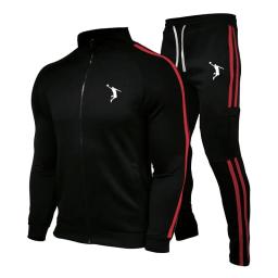 Conjunto de treino com zíper masculino, moletom e moletom, terno esportivo, corrida, roupa de fitness, novo, 2024 - Image 2