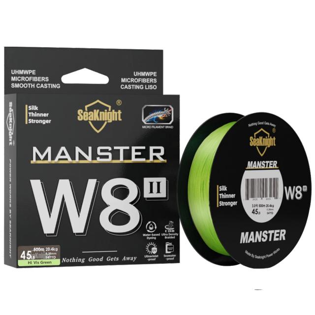 Seaknight marca w8 ii série linhas de pesca 8 tece 500m 300m 150m atualização forte trançado linha pe para pesca em água do mar 15-100lbs