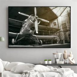 Nordic pintura em tela preto e branco avião cartazes e estampas quadros decorativos para sala de estar decoração da sua casa sem moldura - Image 2