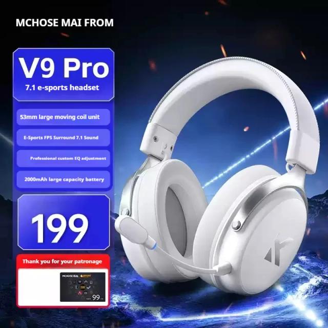 MCHOSE V9 Pro Fone de Ouvido Bluetooth com Cancelamento de Ruído Ativo e Microfone para Escritório e Jogos