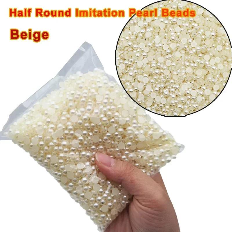 10-1000 pçs abs imitação de pérola contas com furos solto redondo acrílico grânulo gradiente pérola grânulo artesanato meia redonda pérola diy jóias - Image 1