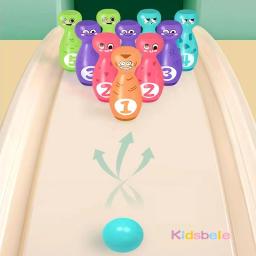 Crianças dos desenhos animados conjunto de boliche bonito emojis pinos de boliche com 5 números crianças interativo brinquedo esportivo interior família gramado quintal jogo - Image 2