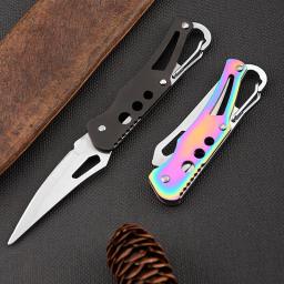 Faca dobrável de aço inoxidável Acampamento ao ar livre Ferramenta pequena de sobrevivência de emergência Canivete portátil Faca de frutas de cozinha Keyknife - Image 1