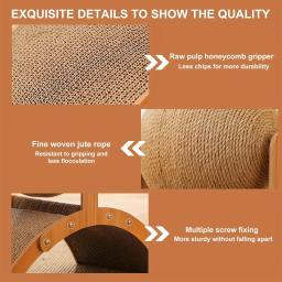 Deluxe Cat Wooden Scratching Pad, Space Saving Vertical, design em arco com bola de sisal interativo, papelão resistente, condomínio, 1pc - Image 5