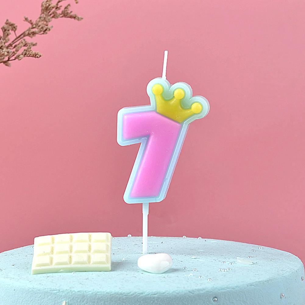 1 pçs bonito doce cor feliz aniversário número velas 0-9 para crianças adulto meninas festa de aniversário coroa velas bolo 2022 novo - Image 1