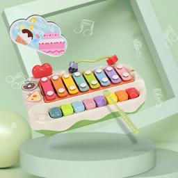 Brinquedo xilofone para educação infantil, coordenação mão-olho, instrumento musical para educação infantil, brinquedo musical infantil, sons do bebê, 2 em 1 - Image 3